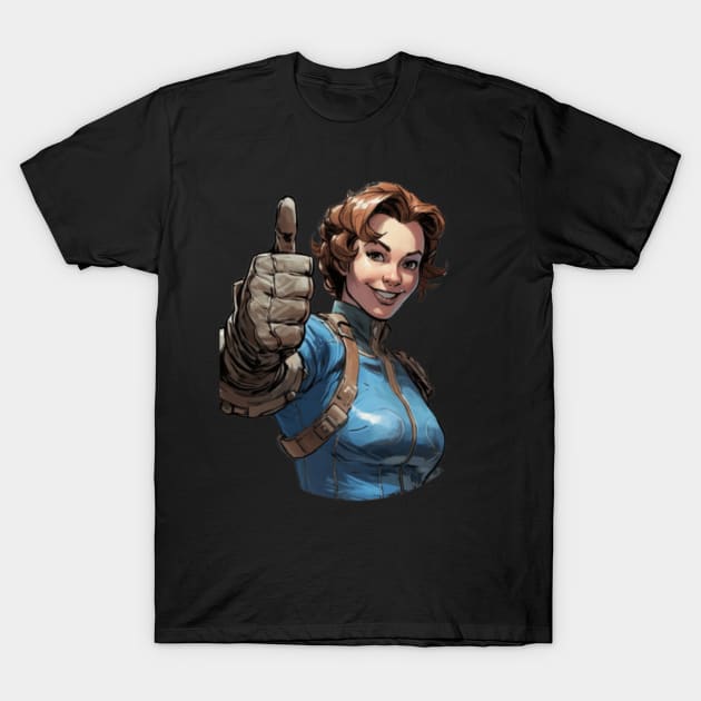 Vault Girl Thumbs Up Wasteland T-Shirt by Nightarcade